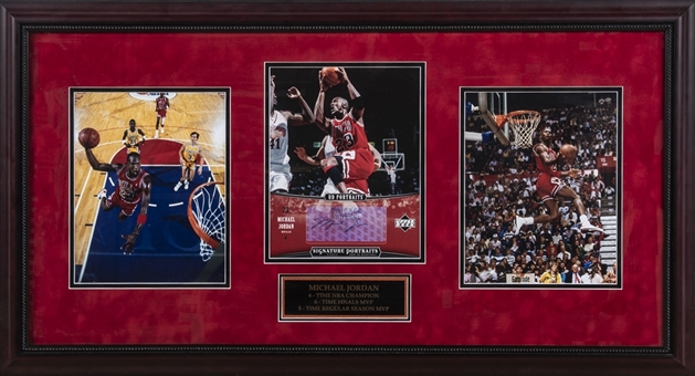 2005-06 Michael Jordan Signed UD Portrait In 19x35 Framed Display (UDA)